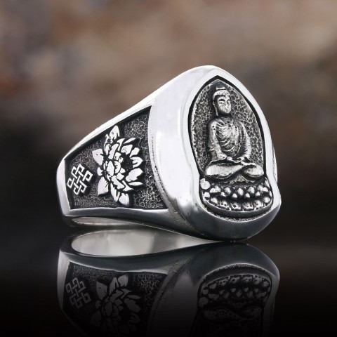 Buddha Ring, Om Buddha Ring, Hindu Ring, Endless Knot Ring, Padma Buddhist Ring, Meditation, Yoga, Buddhist Jewelry