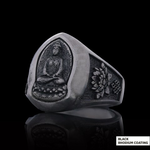 Buddha Ring, Om Buddha Ring, Hindu Ring, Endless Knot Ring, Padma Buddhist Ring, Meditation, Yoga, Buddhist Jewelry