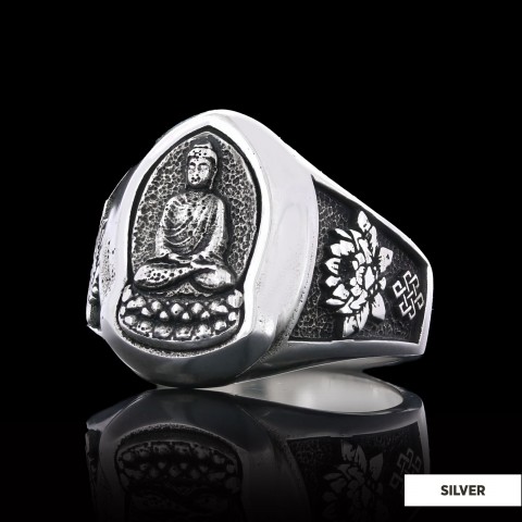 Buddha Ring, Om Buddha Ring, Hindu Ring, Endless Knot Ring, Padma Buddhist Ring, Meditation, Yoga, Buddhist Jewelry
