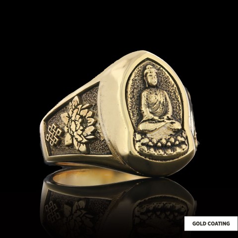 Buddha Ring, Om Buddha Ring, Hindu Ring, Endless Knot Ring, Padma Buddhist Ring, Meditation, Yoga, Buddhist Jewelry