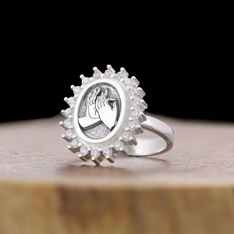 Buddha hands Ring, Stoned Budhhist Ring, Mudra Hand Ring, Women's Religious Ring, Religious Gift