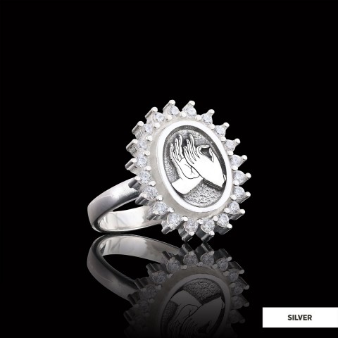 Buddha hands Ring, Stoned Budhhist Ring, Mudra Hand Ring, Women's Religious Ring, Religious Gift