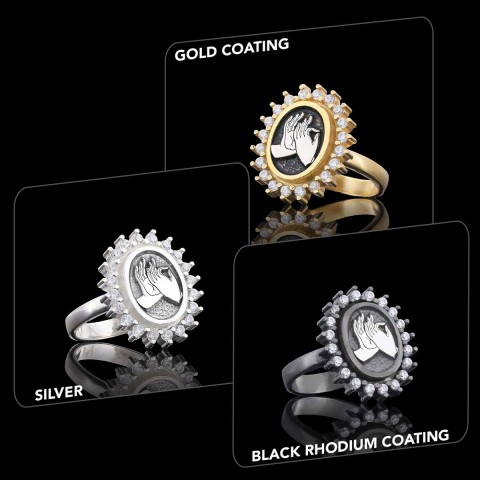 Buddha hands Ring, Stoned Budhhist Ring, Mudra Hand Ring, Women's Religious Ring, Religious Gift