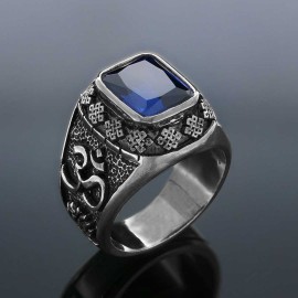 Stone With Silver Buddha Ring