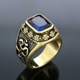 Stone With Silver Buddha Ring