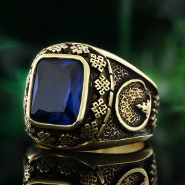Stone With Silver Buddha Ring
