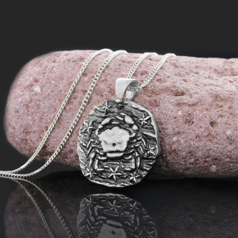 Cancer Horoscope Necklace, Zodiac Sign Pendant, Astrology Jewelry