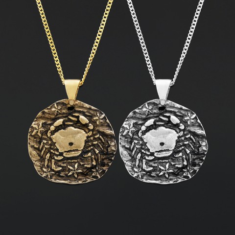 Cancer Horoscope Necklace, Zodiac Sign Pendant, Astrology Jewelry