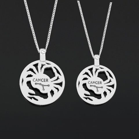 Cancer Pendant, Sterling Silver Cancer Necklace, Handmade Cancer Jewelry, Horoscope Cancer Necklace