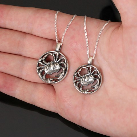 Cancer Pendant, Sterling Silver Cancer Necklace, Handmade Cancer Jewelry, Horoscope Cancer Necklace