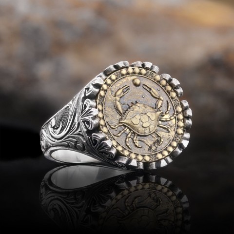 Cancer Sign Ring, 925 Sterling Silver Cancer Sign Ring
