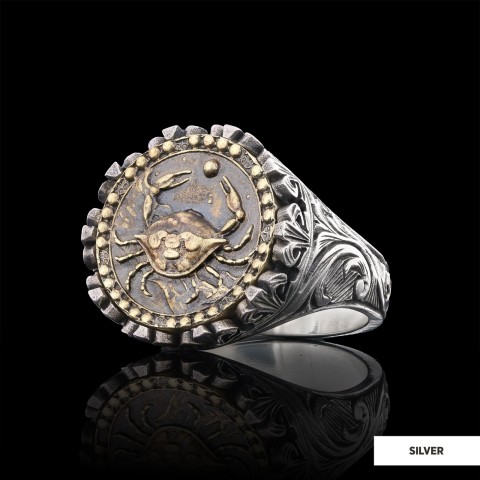 Cancer Sign Ring, 925 Sterling Silver Cancer Sign Ring