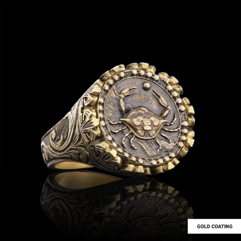 Cancer Sign Ring, 925 Sterling Silver Cancer Sign Ring