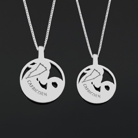 Capricorn Pendant, Sterling Silver Capricorn Necklace, Handmade Capricorn Jewelry, Horoscope Capricorn Necklace