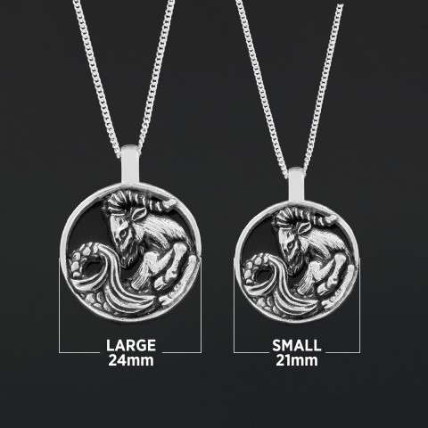 Capricorn Pendant, Sterling Silver Capricorn Necklace, Handmade Capricorn Jewelry, Horoscope Capricorn Necklace