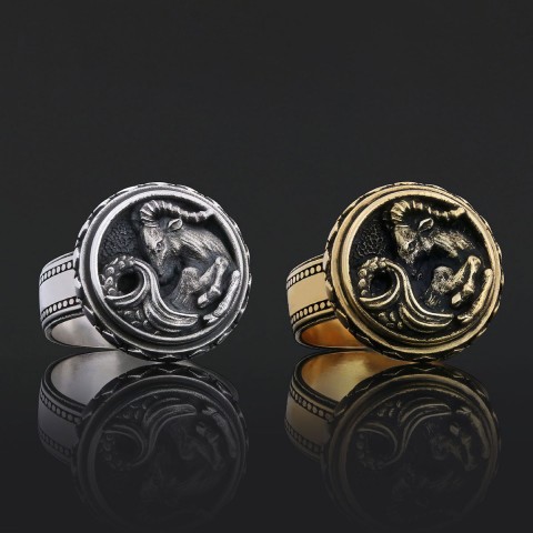 Capricorn Zodiac Silver Ring