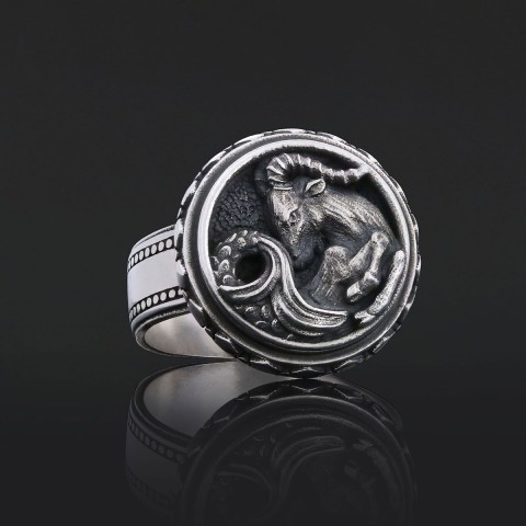 Capricorn Zodiac Silver Ring