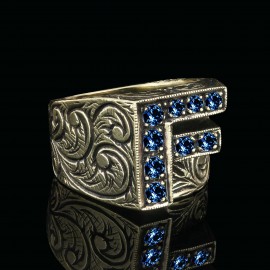 Unigue Design Silver Celtic Letter F Ring