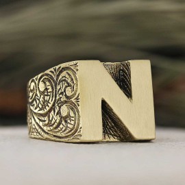 Celtic Letter N Bold Alphabet Ring