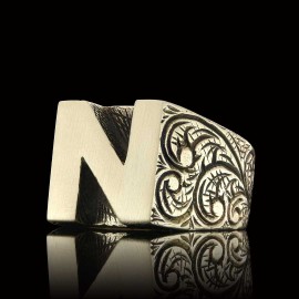 Celtic Letter N Bold Alphabet Ring