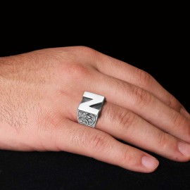 Celtic Letter N Bold Alphabet Ring