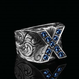 Custom Design Silver Celtic Letter X Ring