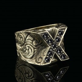 Custom Design Silver Celtic Letter X Ring