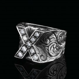 Custom Design Silver Celtic Letter X Ring