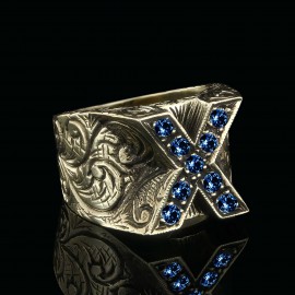 Custom Design Silver Celtic Letter X Ring