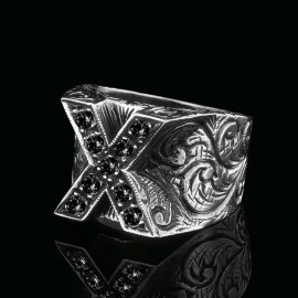 Custom Design Silver Celtic Letter X Ring