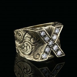 Custom Design Silver Celtic Letter X Ring