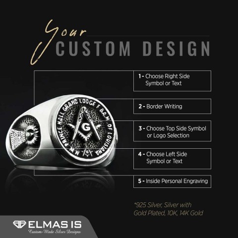 Celtic Lodge Masonic Ring, Round Mason Ring, Ancient Lodge Mason Ring