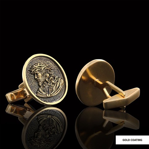 Christ Cufflinks, Jesus Cufflinks, Silver Religious Accessory, Gold Plated Jesus Jewelry, Handmade Christian Cufflinks, Religious CufflinksGift