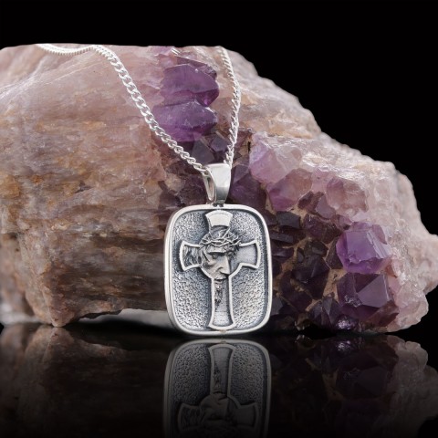 Christ Jesus Silver Necklace, Christian Necklace, Christ Jesus Cross Necklace, Gold Plated Cross Necklace Christian Accessory, Jesus Cross Necklace, Jesus Men's Gift
