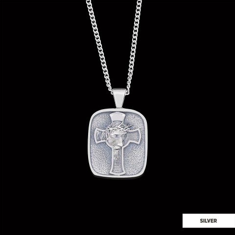 Christ Jesus Silver Necklace, Christian Necklace, Christ Jesus Cross Necklace, Gold Plated Cross Necklace Christian Accessory, Jesus Cross Necklace, Jesus Men's Gift