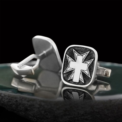 Christian Cross 925 Sterling Silver Cufflinks, Silver Square Cross Cufflinks, Gold Plated Silver Christian Cross Cufflinks