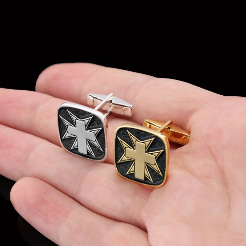 Christian Cross 925 Sterling Silver Cufflinks, Silver Square Cross Cufflinks, Gold Plated Silver Christian Cross Cufflinks