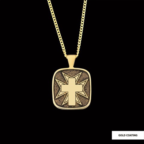 Christian Cross 925 Sterling Silver Necklace, Silver Square Cross Pendant, Gold Plated Silver Christian Cross Necklace