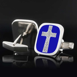 Square Sterling Silver Christian Cross Cufflink