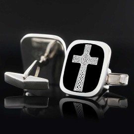 Square Sterling Silver Christian Cross Cufflink