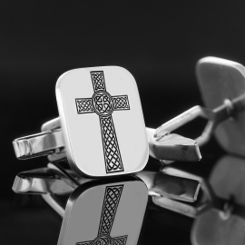 Square Sterling Silver Christian Cross Cufflink