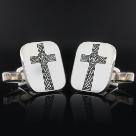 Square Sterling Silver Christian Cross Cufflink