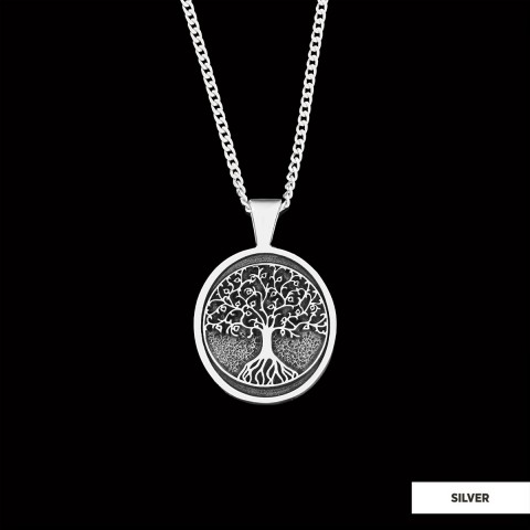 Christian Tree of Life Gold Plated Silver Necklace, Silver Oval Tree of Life Necklace, Silver Christian Pendants