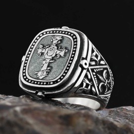 Christian Cross Embossed Ring