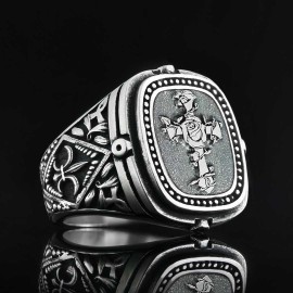 Christian Cross Embossed Ring