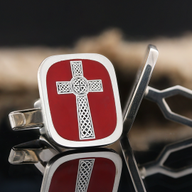 Square Sterling Silver Christian Cross Cufflink