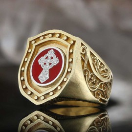 Enamel Cross Christian Ring