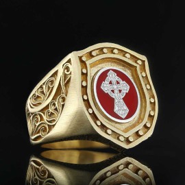 Enamel Cross Christian Ring