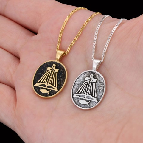 Christian Sword Necklace, Religion Book Necklace, Christianity Ichthus Necklace, Cross Necklace, Religious Jewelry