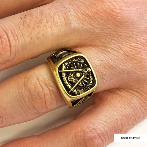 Compass Embossed Masonic Ring, Square Mason Ring, Ancient Lodge Mason Ring